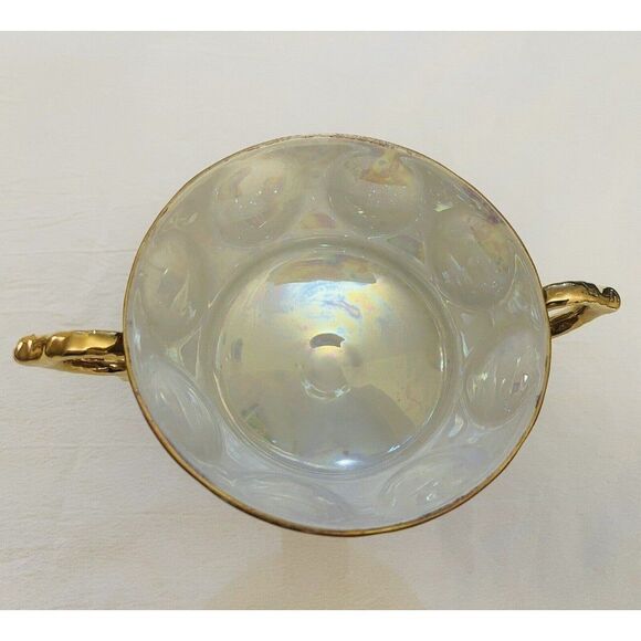 Royal Sealy China Double Handle Footed Cup Lusterware Dancing Couple Roses VTG - Picture 4 of 11